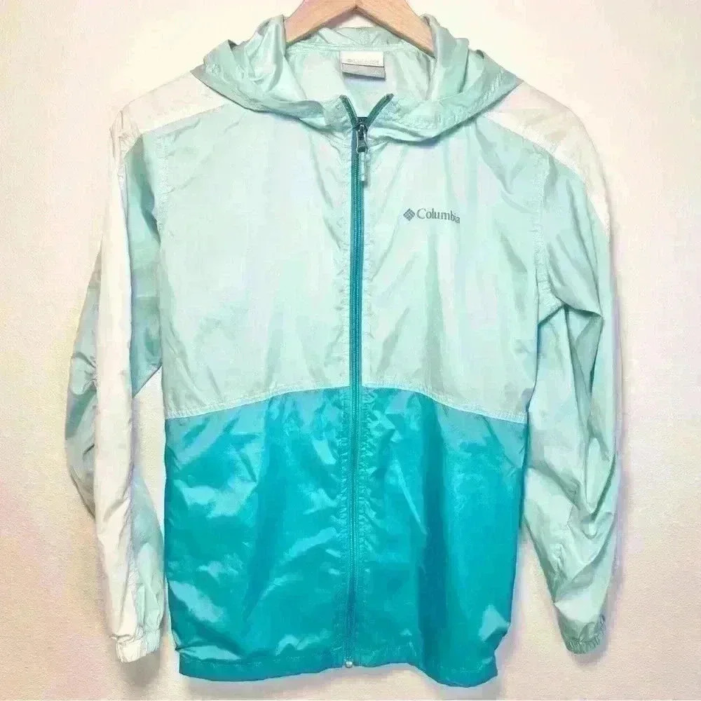 Columbia Sportswear Kids Lightweight Teal Packable Windbreaker Size Large